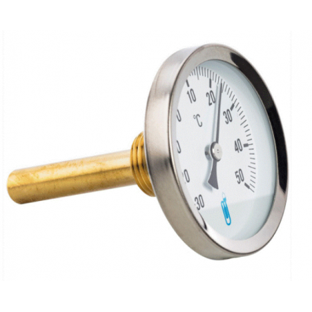 Thermomètre Plongeur Axial 100mm - 80 - Gradué 0 à 120°C Tube Fileté Mâle 1/2”