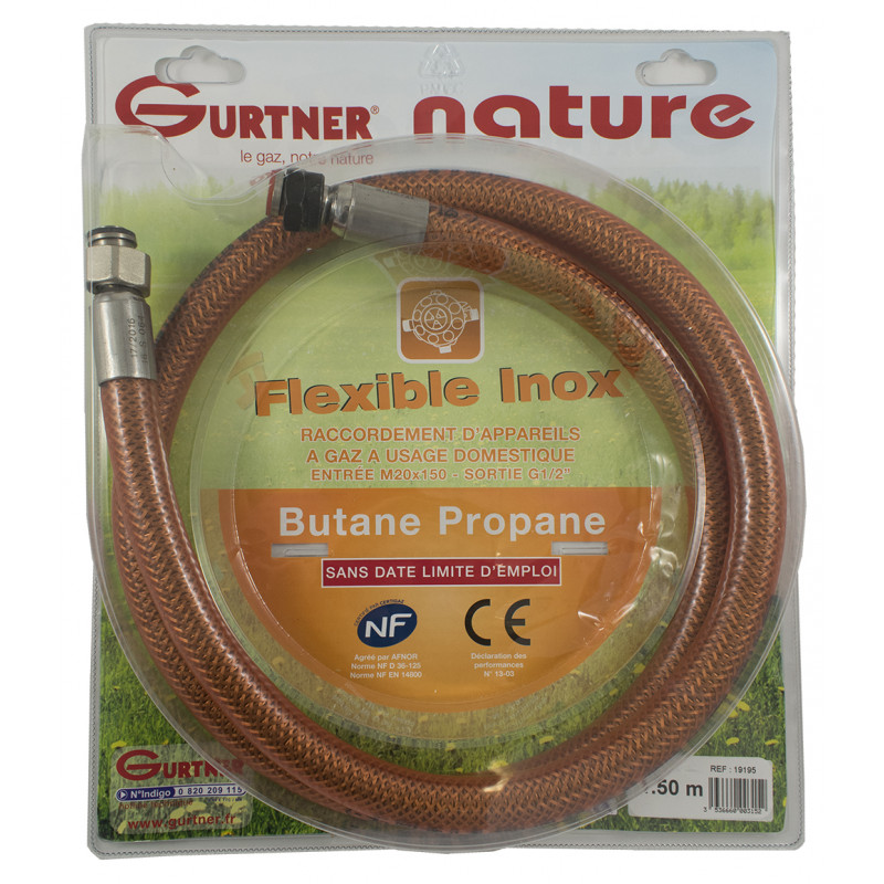 Flexible butane et propane inox 2m - garis - f02bpixl200